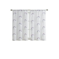 Your Zone Embroidered Rainbow Rod Pocket Sheer Curtain Panel, White/Multi, 38"W x 54"L