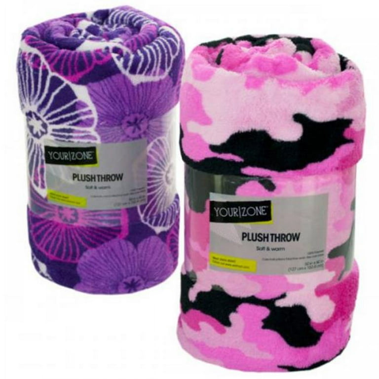 Your Zone Fashion Print Plush Throw Blanket 4 Count Walmart