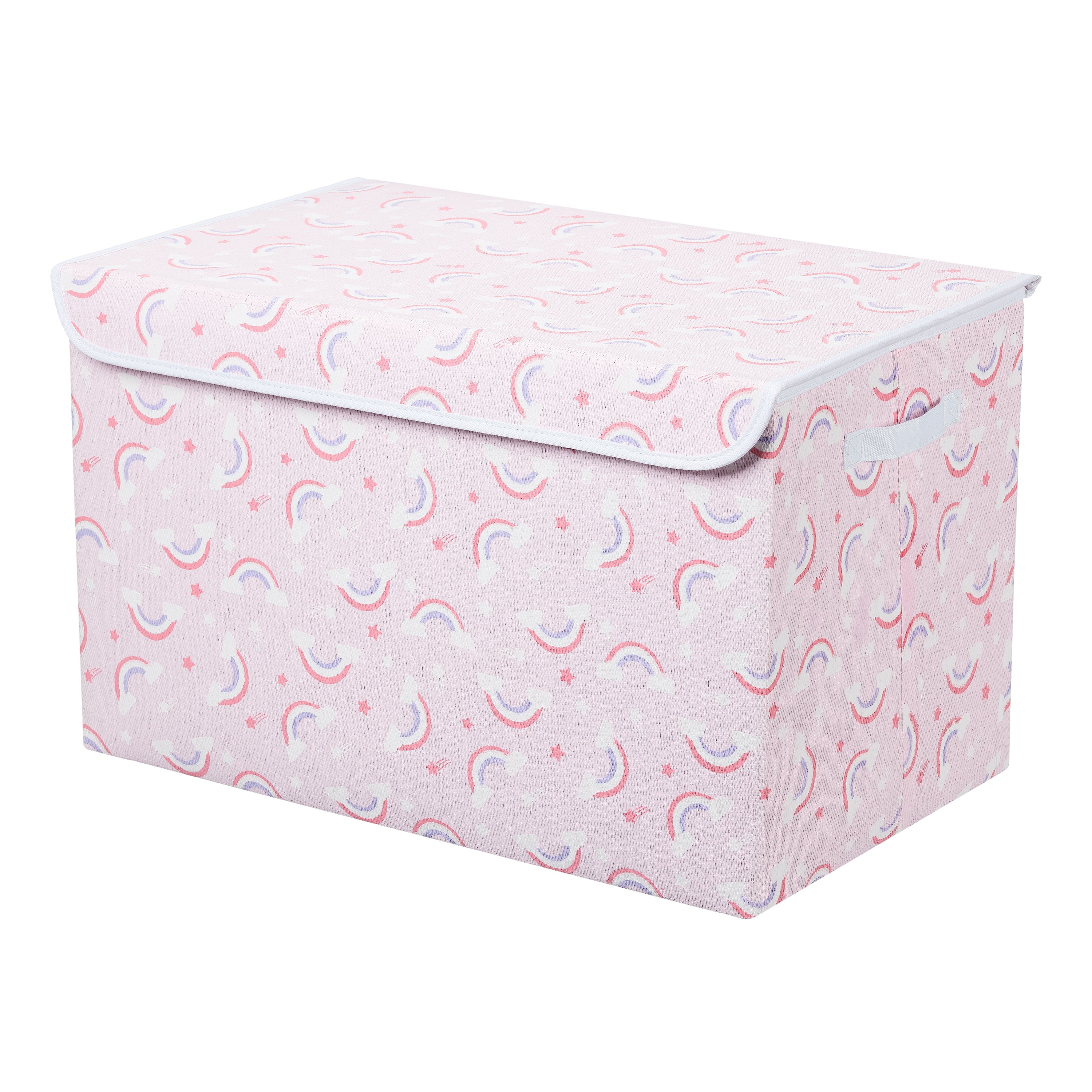 Your Zone Foldaway Toy Storage Trunk with Attached Lid, Pink with ...