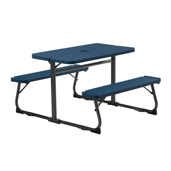 Your Zone Folding Kid's Picnic Activity Table for Ages 3-8, Navy