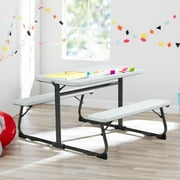 Your Zone Kids Activity Table & Bench Set   Folding Play Table for Crafts, Homework, Homeschool & Playrooms, Ages 3 8, White