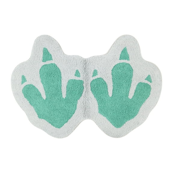 Your Zone Green Dino Shaped 18 x 24 inch 100% Cotton Bath Rug