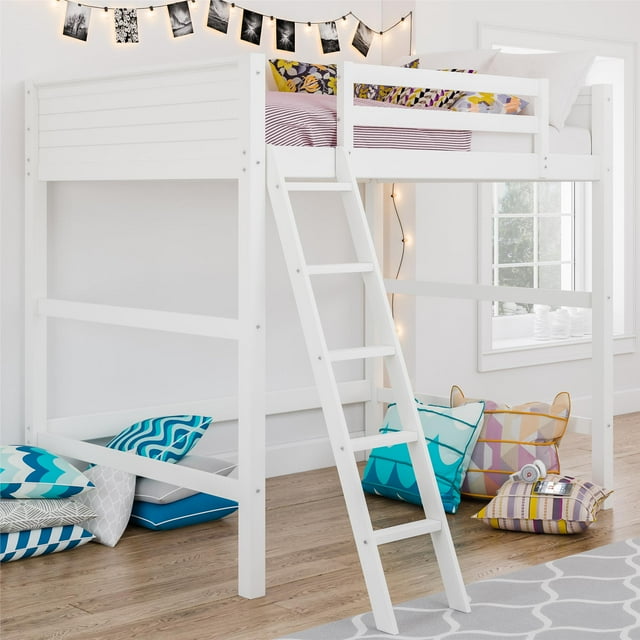 Your Zone Kiarah Full Size Loft Bed with Ladder, White