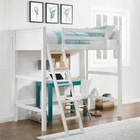 Your Zone Kiarah Twin Loft Bed with Ladder, White