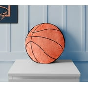 Your Zone Kids Basketball Decorative Pillow, 14” x 14”, Embroidered Plush Polyester, Unisex, Orange