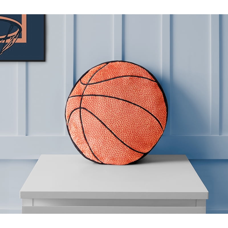 Your Zone Kids Basketball Decorative Pillow, 14 x 14, Embroidered Plush Polyester, Unisex, Orange