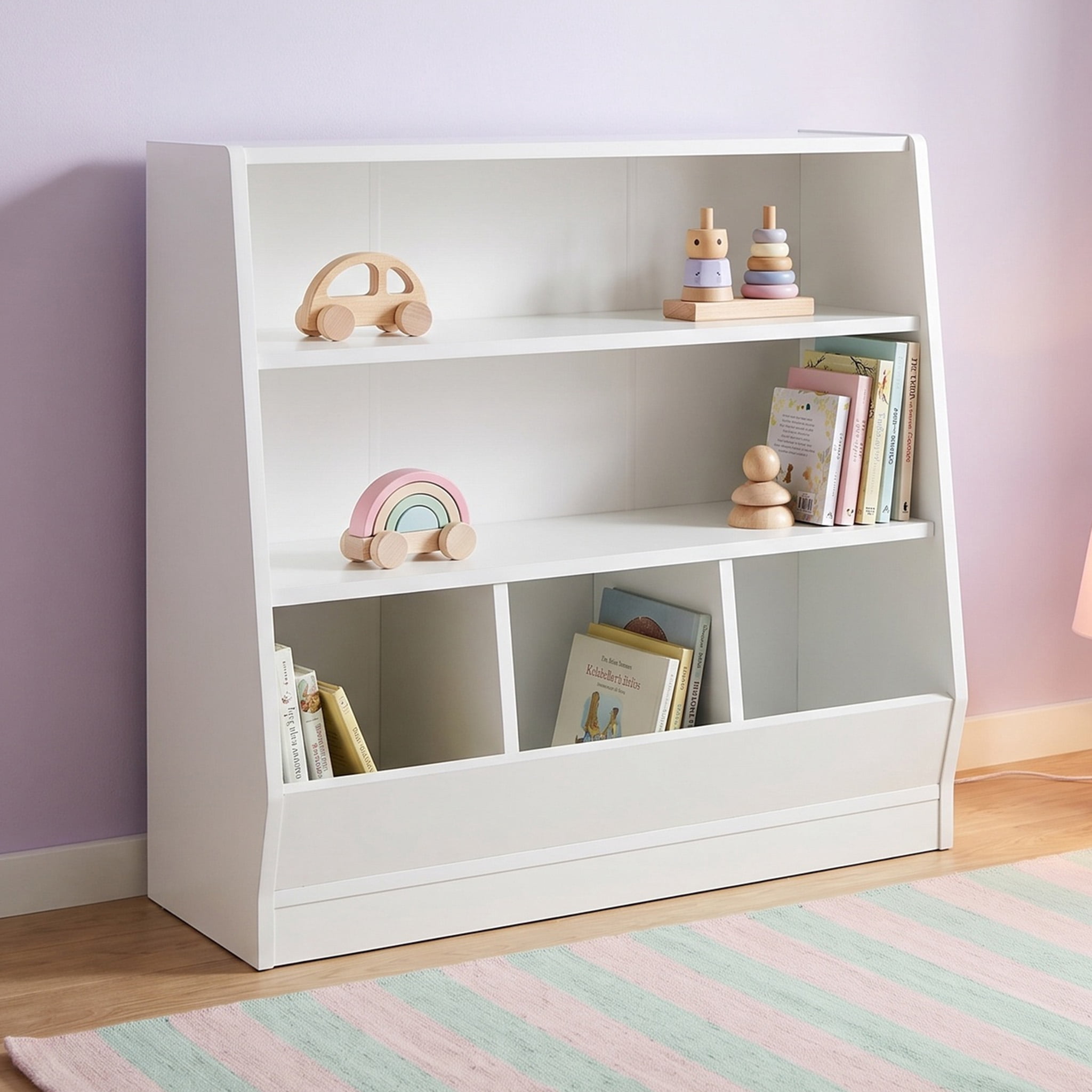 Mainstays Kids Bin Toy Storage and Two Shelf Bookcase, White
