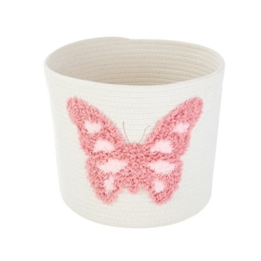 Your Zone Kids Butterfly Cotton Rope Round Storage Bin