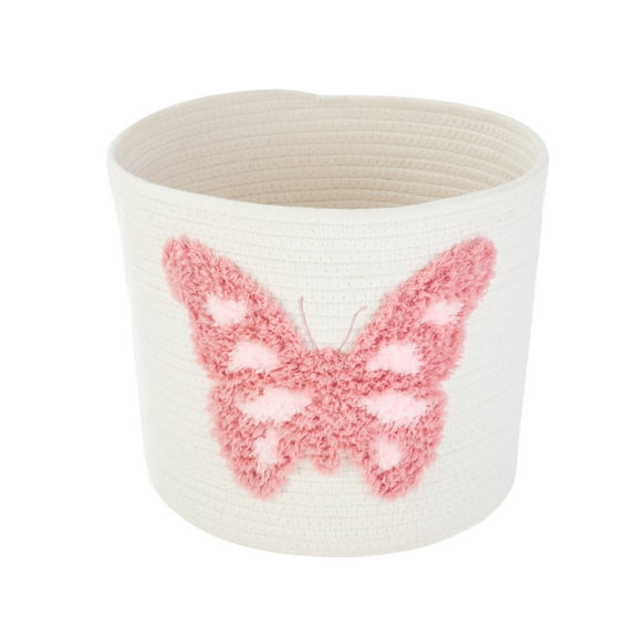 Your Zone Kids Butterfly Cotton Rope Round Storage Bin, 12 in x 12 in x 10 in