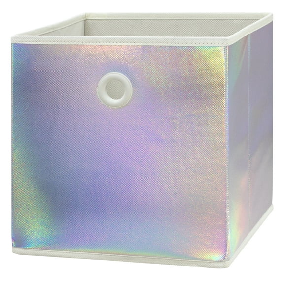 Your Zone Kids Collapsible Fabric Storage Bin, 10.5" x 10.5" x 10.75", Iridescent