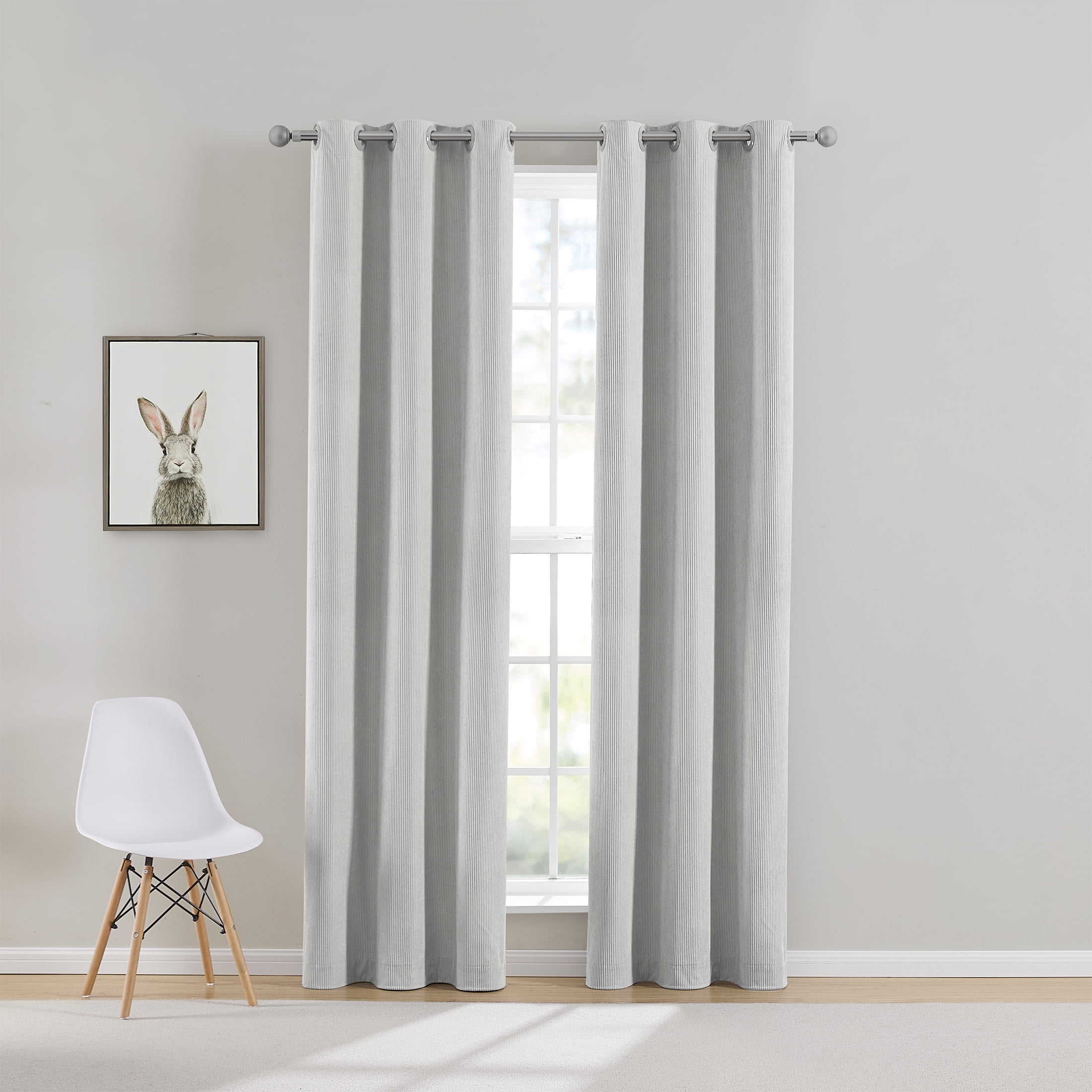 Your Zone Kids' Corduroy Blackout Curtain Panel, 1 Panel, Soft Silver, 38" W x 95" L