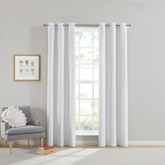 Your Zone Kids' Corduroy Blackout Curtain Panel, 1 Panel, White, 38" W x 95" L