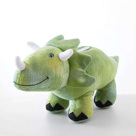 Your Zone Kids Dinosaur Coin Piggy Bank, Plastic, Green, 7"H