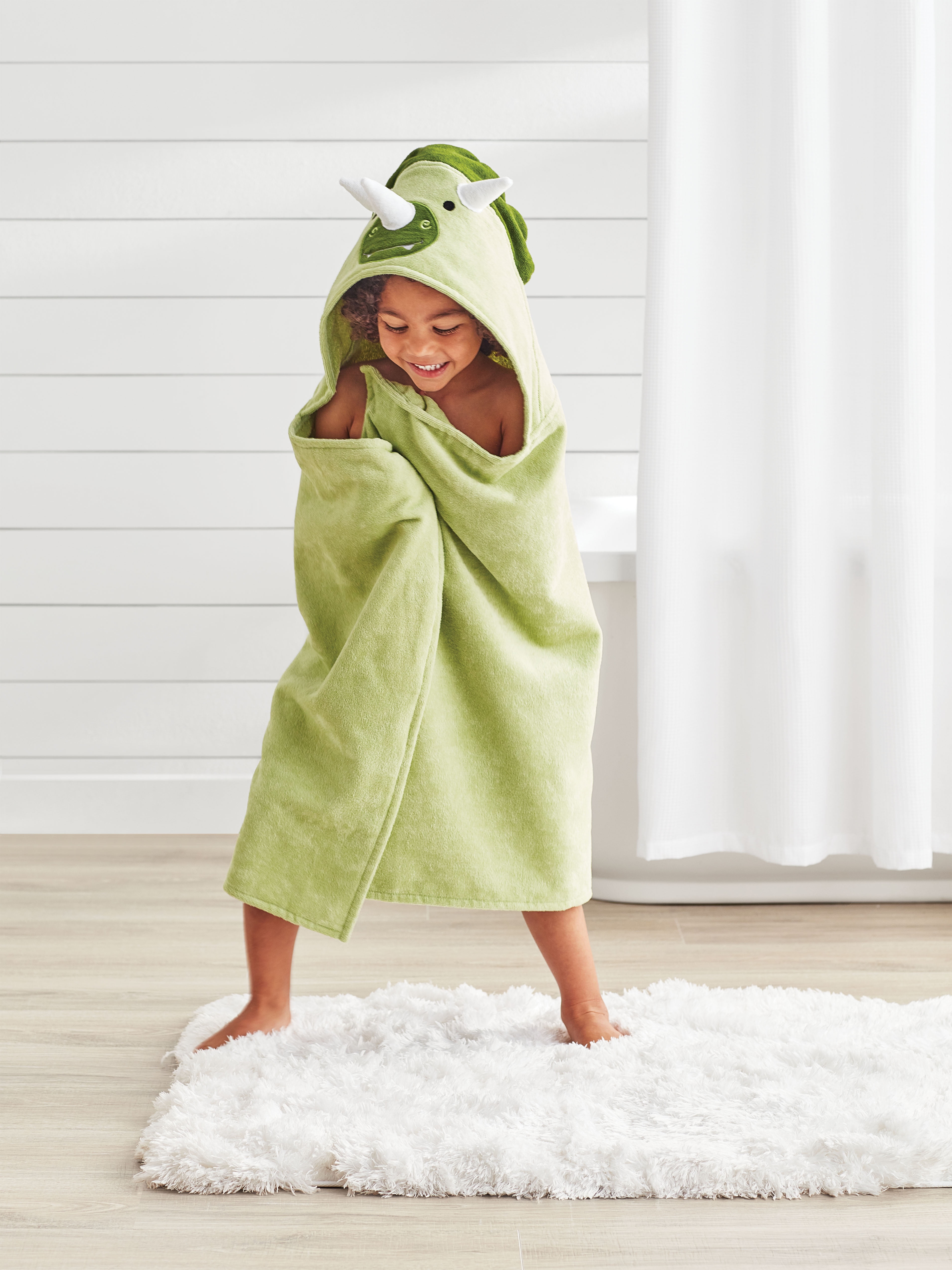 Your Zone Kids Dinosaur Cotton Hooded Towel for Ages 2-4, Great