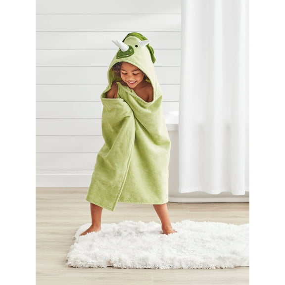 Your Zone Kids Dinosaur Cotton Hooded Towel, Age 2-4, Great for Kids after Bath, Beach or Pool