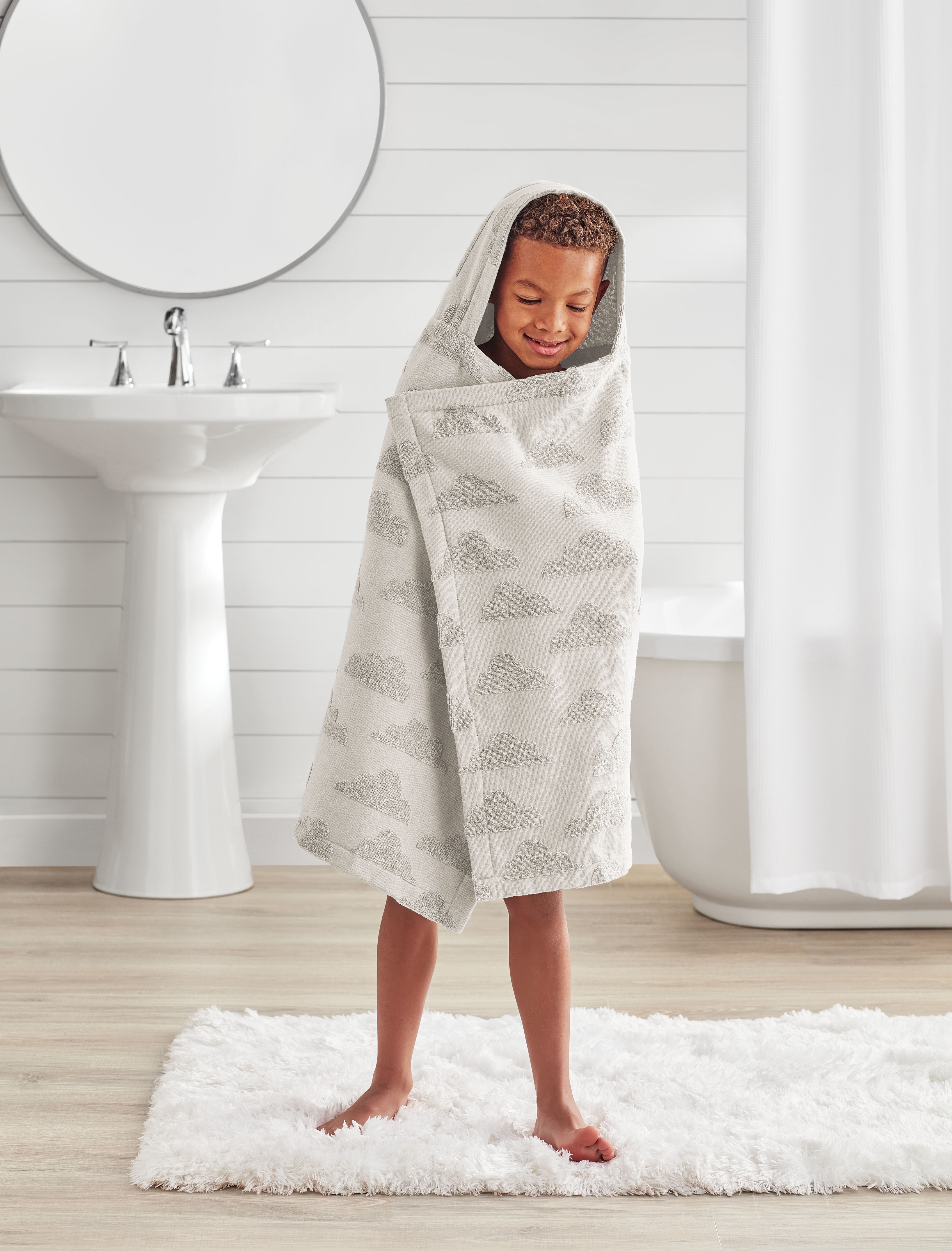 Your Zone Kids Gray Cloud Cotton Hooded Towel Walmart