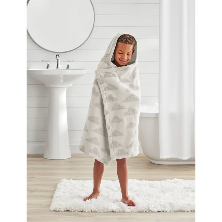 Your Zone Kids Gray Cloud Cotton Hooded Towel with Hand Pockets Gray Walmart