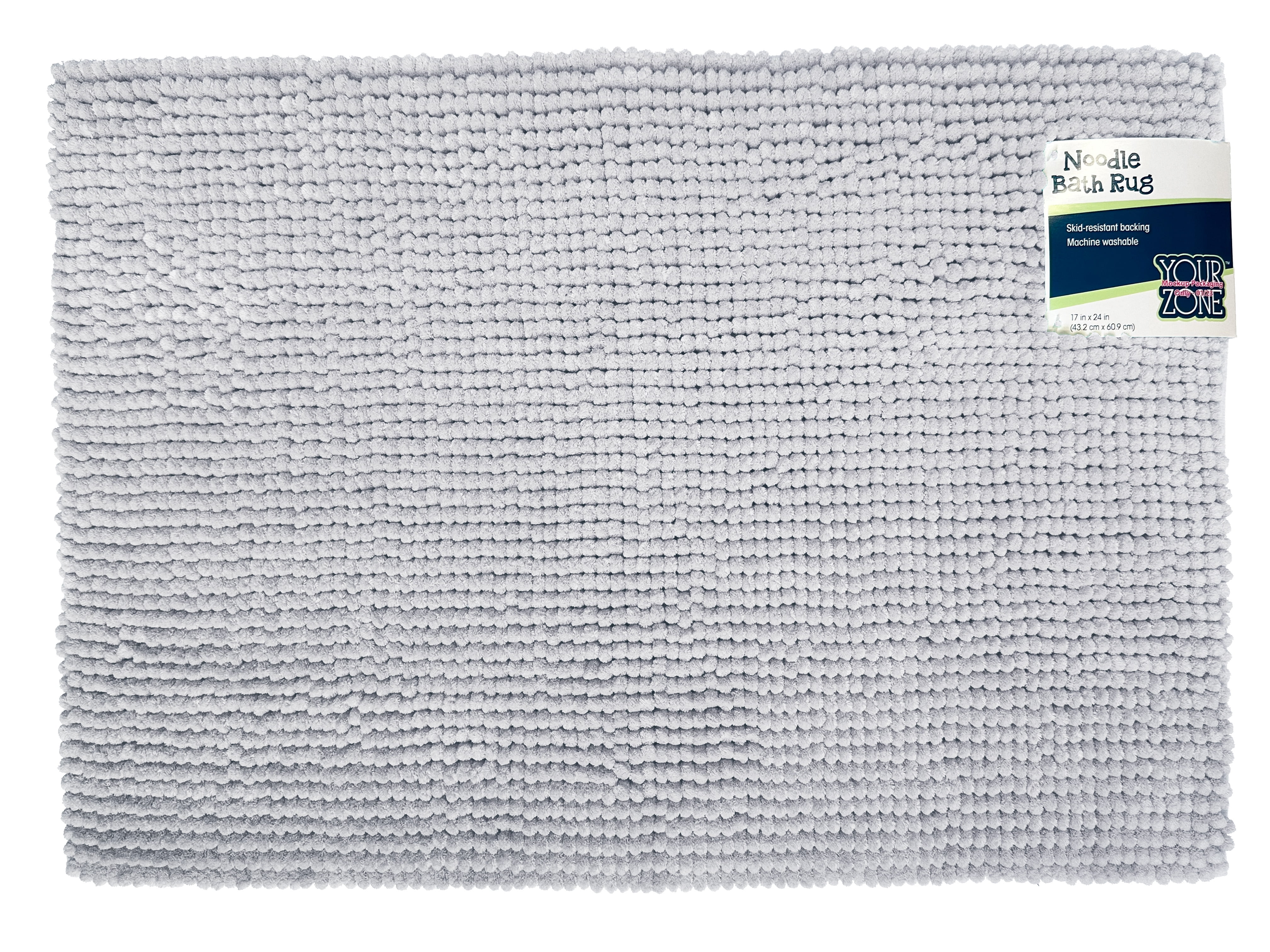 Your Zone Kids Gray Memory Foam Noodle Single Bath Rug with Nonslip Backside, 17" x 24"