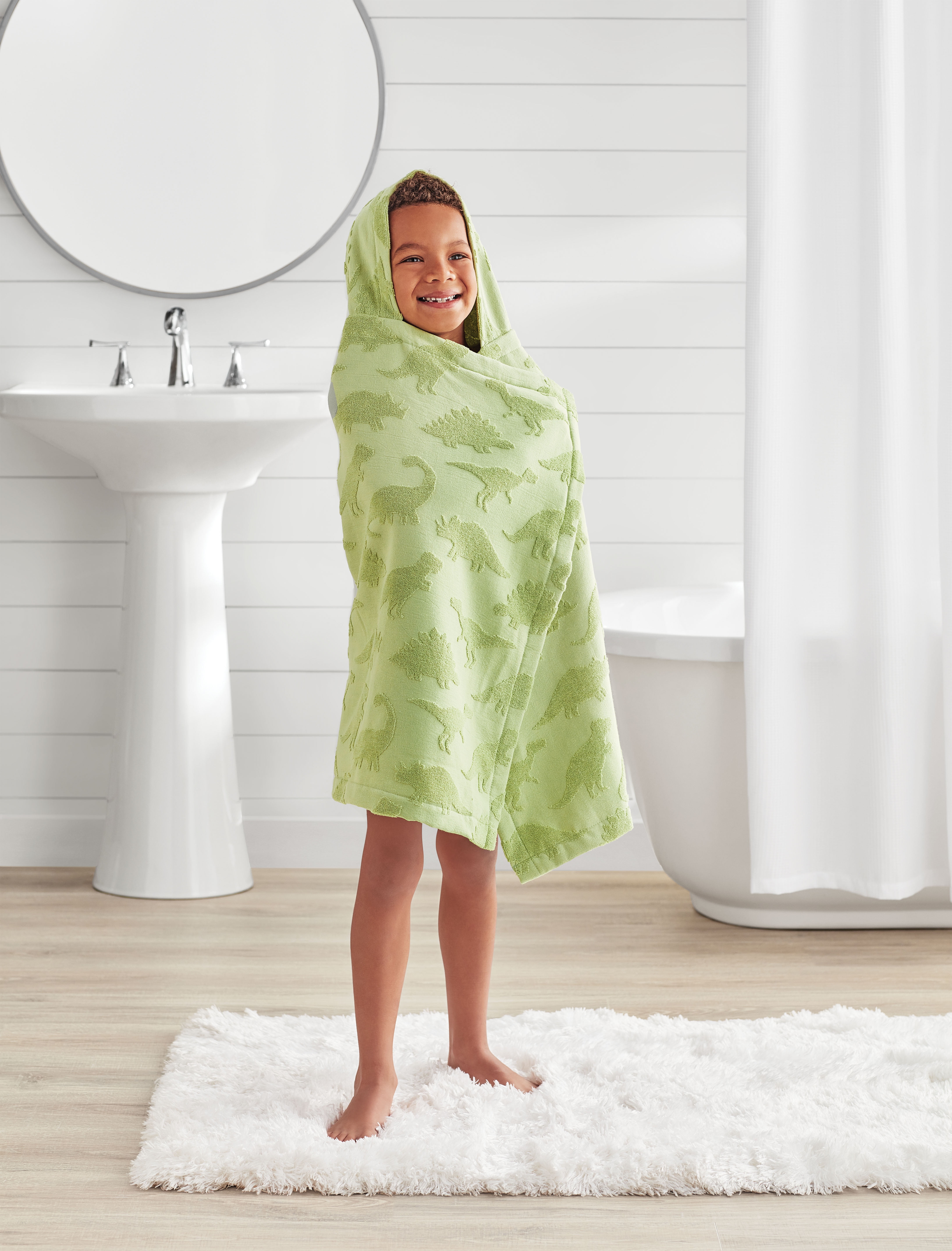 Your Zone Kids Green Dinosaur Cotton Hooded Towel, Age 4-6