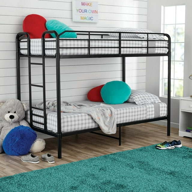 Your Zone Kids Metal Twin over Twin Quad Bunk Bed with Ladder and