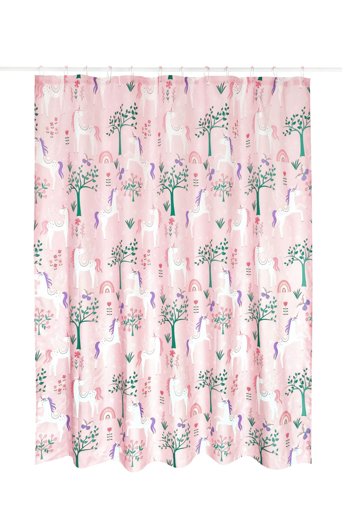 Your Zone Kids Pink Unicorn Shower Curtain with Hooks