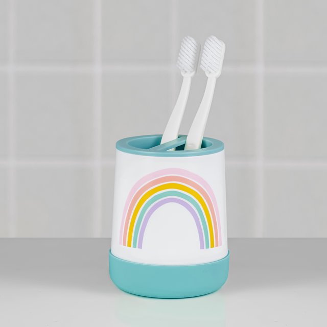 Your Zone Kids Plastic Rainbow Toothbrush Holder with Nonslip Bottom