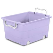 Your Zone Kids Rolling Toy Storage Bin with Handles, Purple, 22 in x 16 in x 11 in