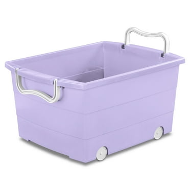 Your Zone Kids Rolling Toy Storage Bin with Handles, Purple