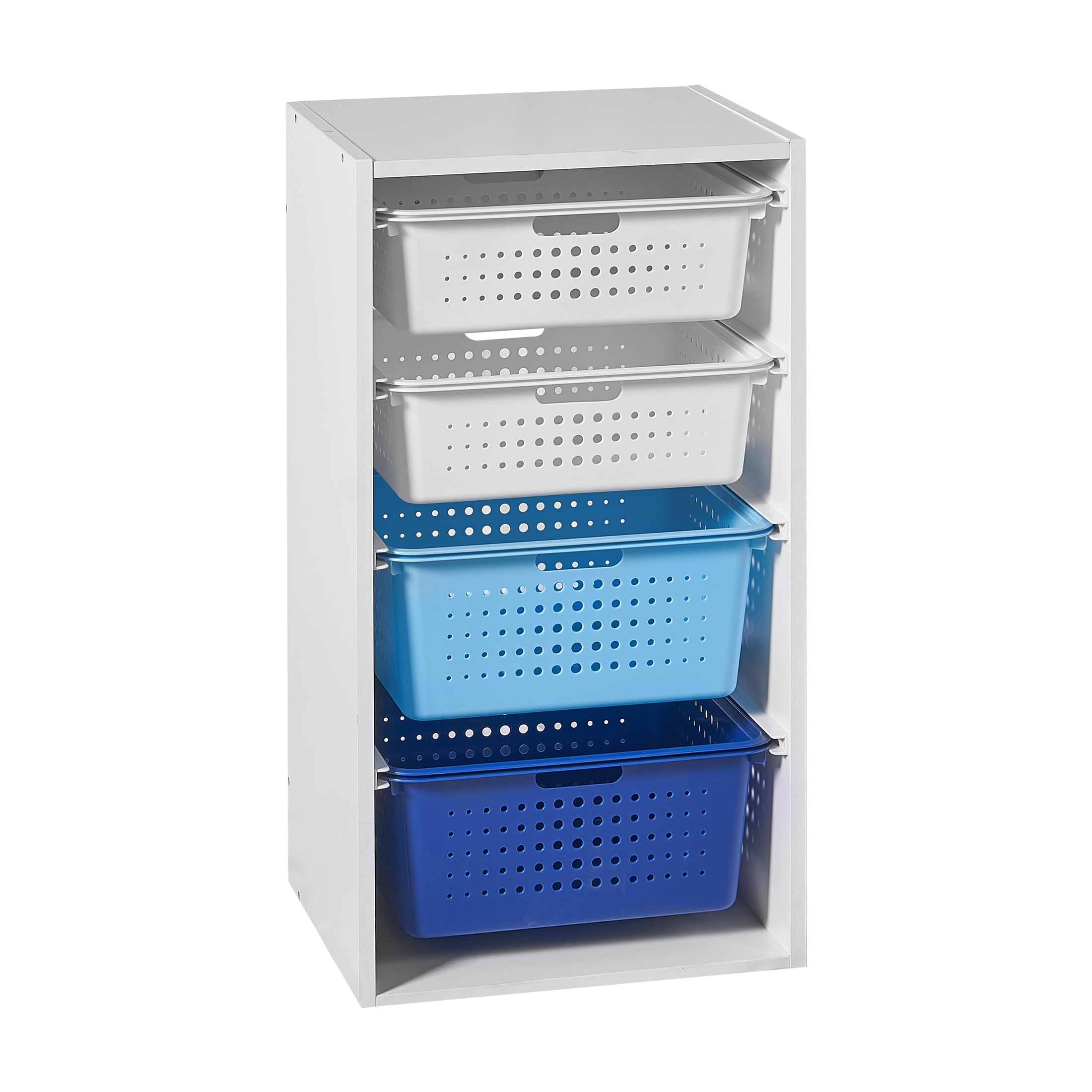 Your Zone Kids Sliding Bin Organizer with 4 Storage Bins, Blue  (图1)