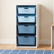 Mainstays Kids Sliding Bin Organizer with 4 Storage Bins, Blue