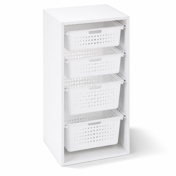 Your Zone Kids Sliding Bin Organizer with 4 Storage Bins, White
