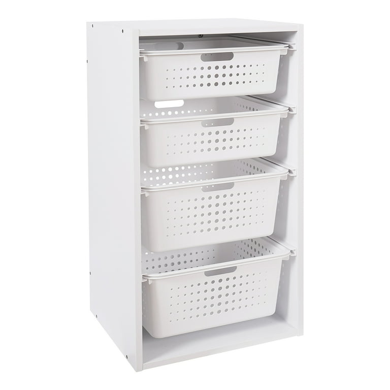 Your Zone Kids Sliding Bin Organizer with 4 Storage Bins White Age 3