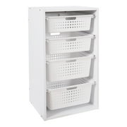 Your Zone Kids Sliding Bin Organizer with 4 Storage Bins, White