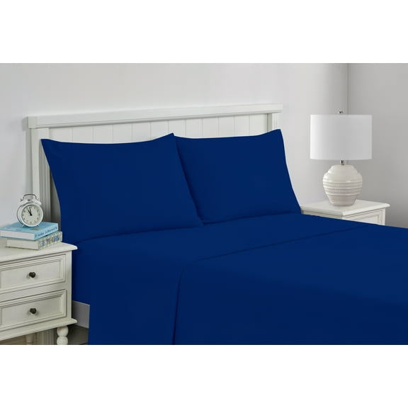 Your Zone Kids Soft Microfiber Sheet Set, Dark Blue, Full, 4 Pieces, Easy Care