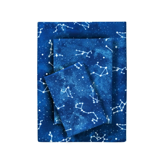 Your Zone 3-Piece Kids Soft Microfiber Sheet Set, Navy Blue Stars, Twin