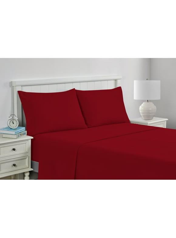 Your Zone Kids Soft Microfiber Sheet Set, Red, Full, 4 Pieces, Easy Care