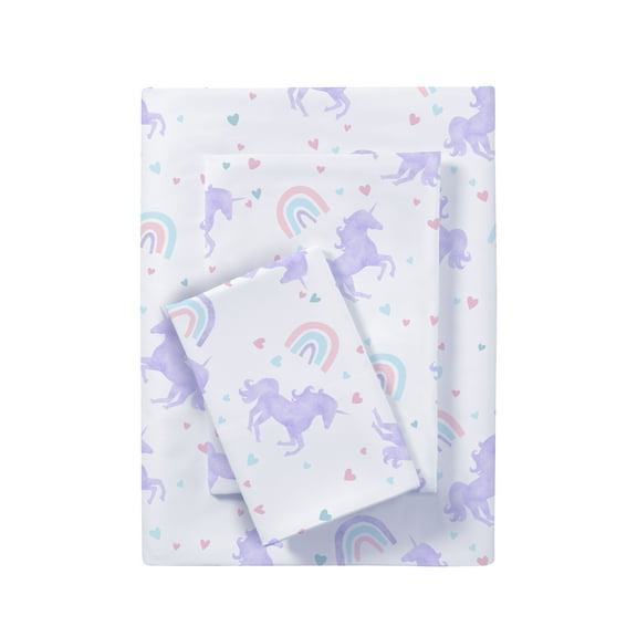 Your Zone Kids Super Soft Microfiber Sheet Set Twin, Purple Unicorn, 3 Piece