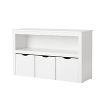 Your Zone Kids Toy Storage Cabinet with Three Rolling Bins, White Finish
