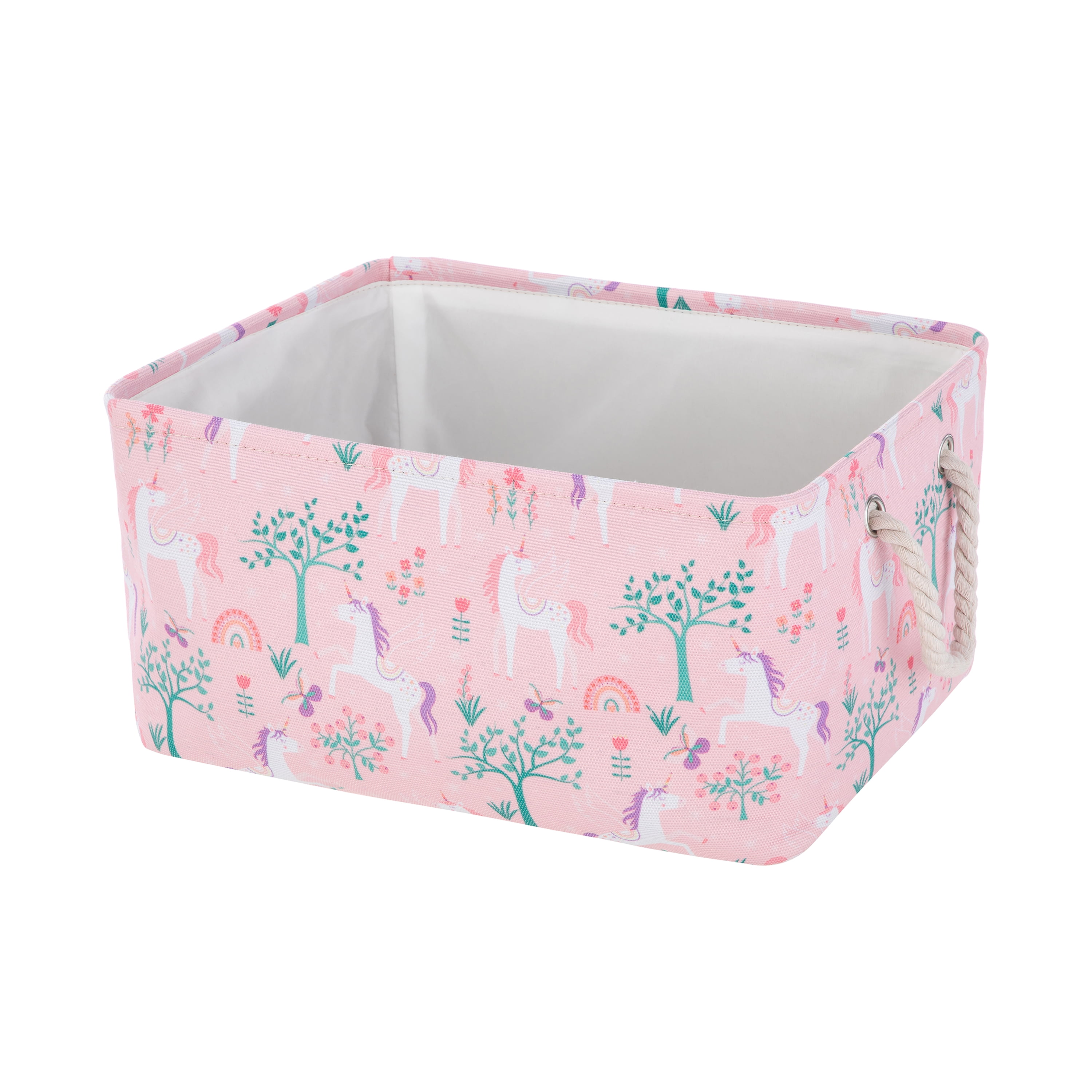 Your Zone Unicorn Canvas Storage Bin with Handles, Toy Bins for