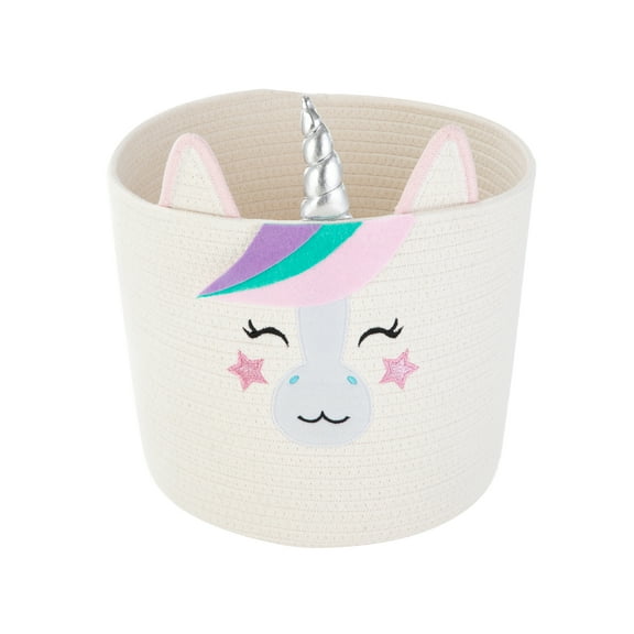 Your Zone Kids Unicorn Cotton Rope Round Storage Bin, 12 in x 12 in x 10 in