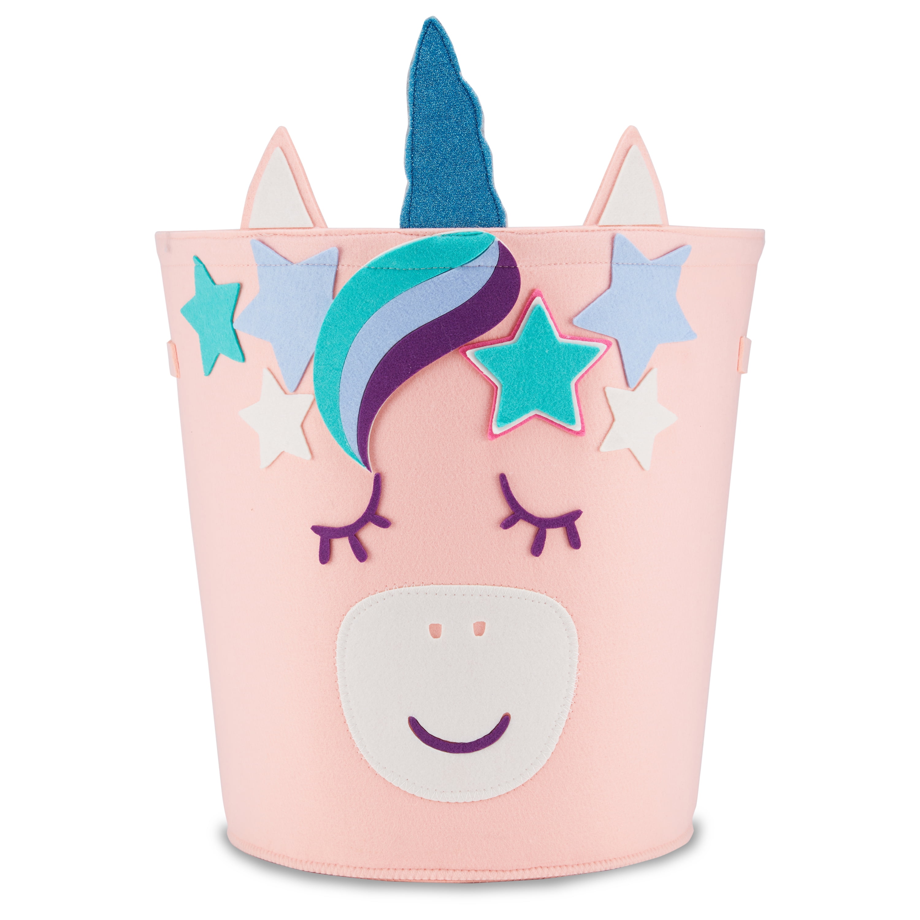 Your Zone Kids Unicorn Felt Storage Floor Storage Basket with Handles, 17 in x 17.5 in