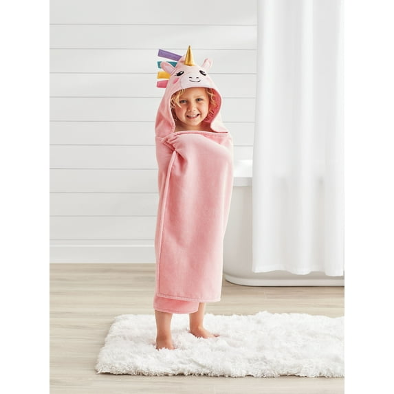 Your Zone Kids Unicorn Hooded Towel, Age 2-4, Great for Kids after a Bath, Beach or Pool