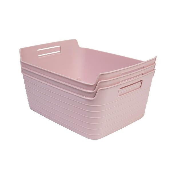 Your Zone Large Flex Bin, Pink, 3 Count