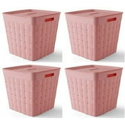 Your Zone Large Wide Weave Stacking Bin, Pink, 4/Case