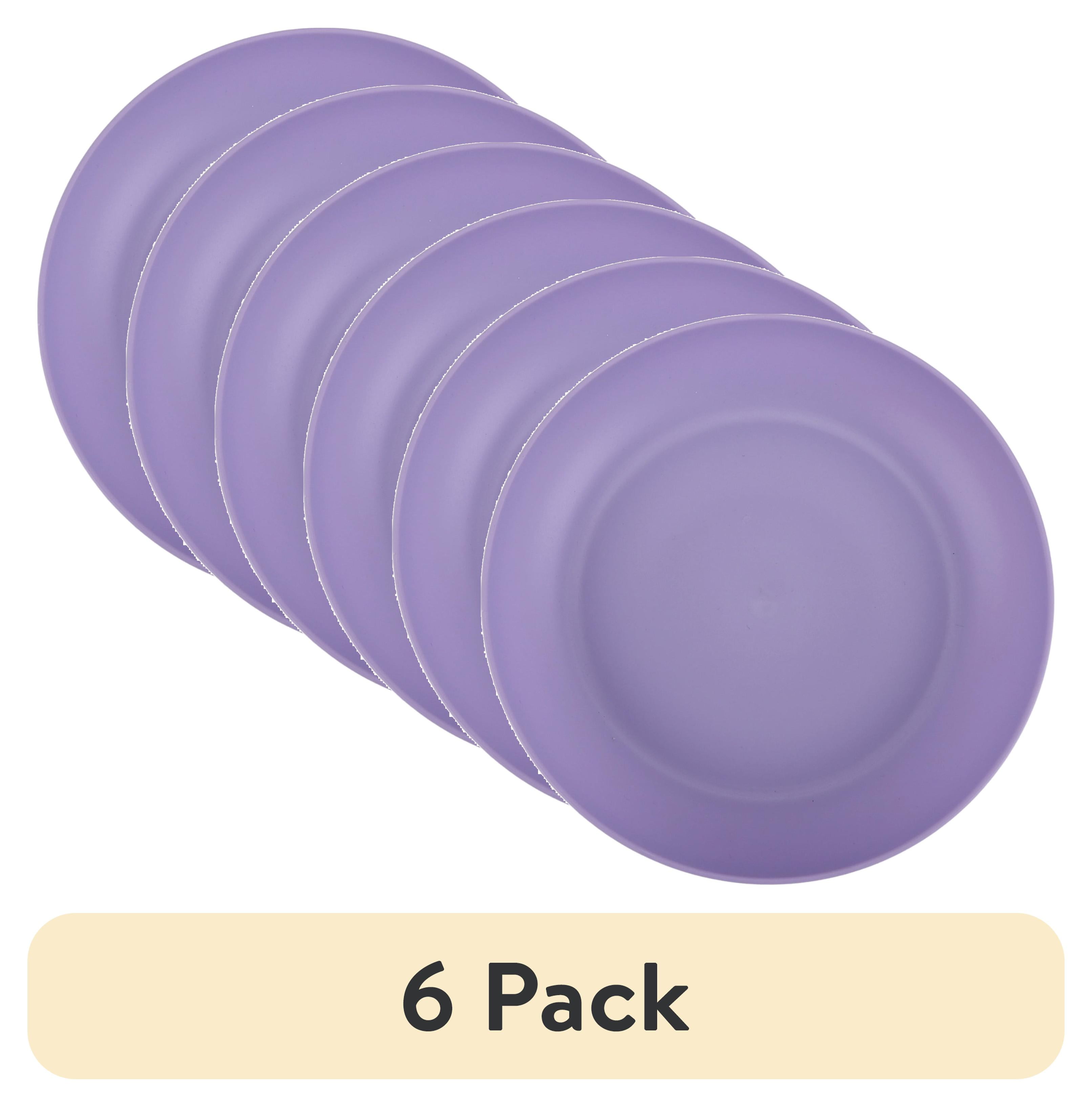(6 pack) Your Zone Lilac Pruple Plastic Round Plate, Single Piece