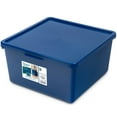 thumbnail image 1 of Your Zone Kids Medium Plastic Stacking Storage Bin with Lid, Blue, 12 in x 12.4 in x 6.3 in, 1 of 8