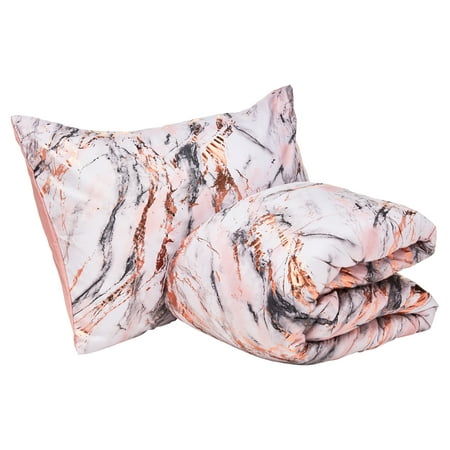 Your Zone Metallic Marble Comforter Bedding Set, Twin/Twin XL, Rose Gold