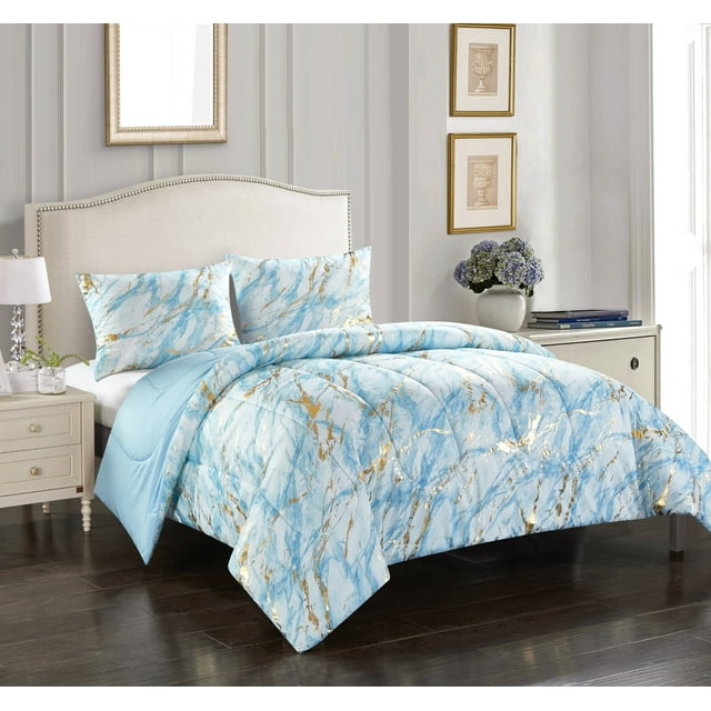 Your Zone Metallic Marble Comforter Set