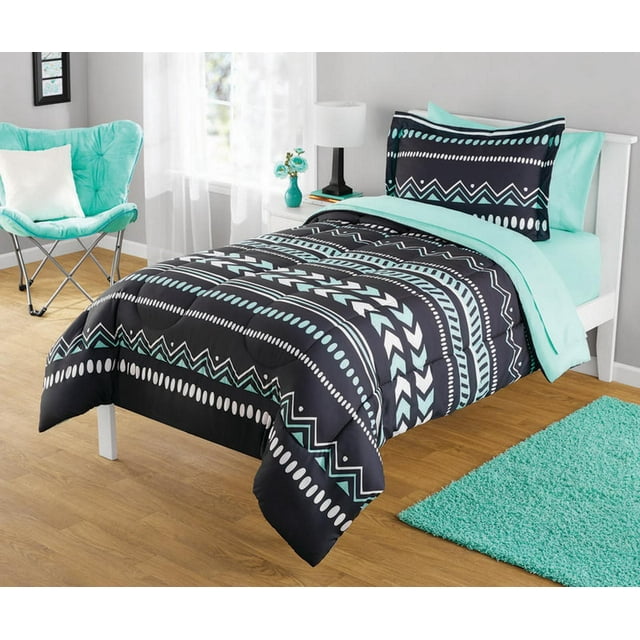 Your Zone Mint Gray Tribal 2 Piece Comforter and Sham Set Twin/XL