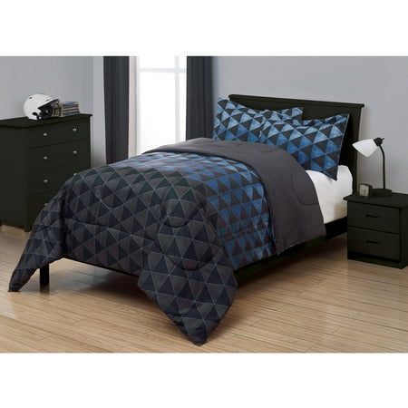 Your Zone Next Generation 2 Piece Comforter and Sham Set, Grey and Blue, Twin